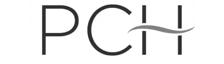 a black and white logo with the words pcm