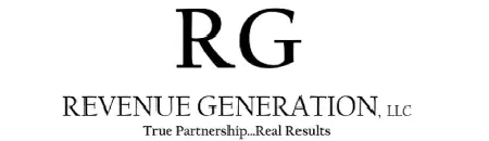 the rg logo is shown in black and white