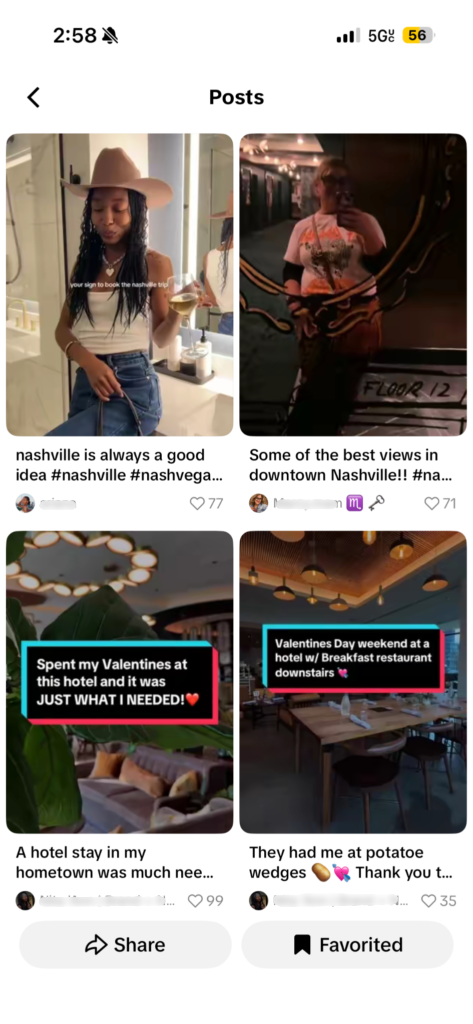 TikTok Hotel Listing Featured Posts Sample