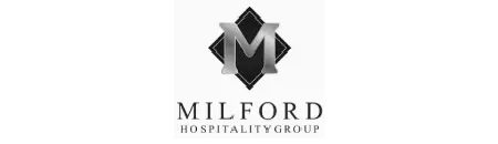 a white and black logo for a hospital group