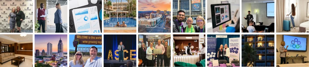 a collage of photos of people and buildings