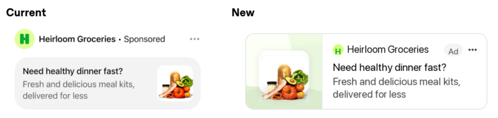 Sample of the old ad format and new updated version.